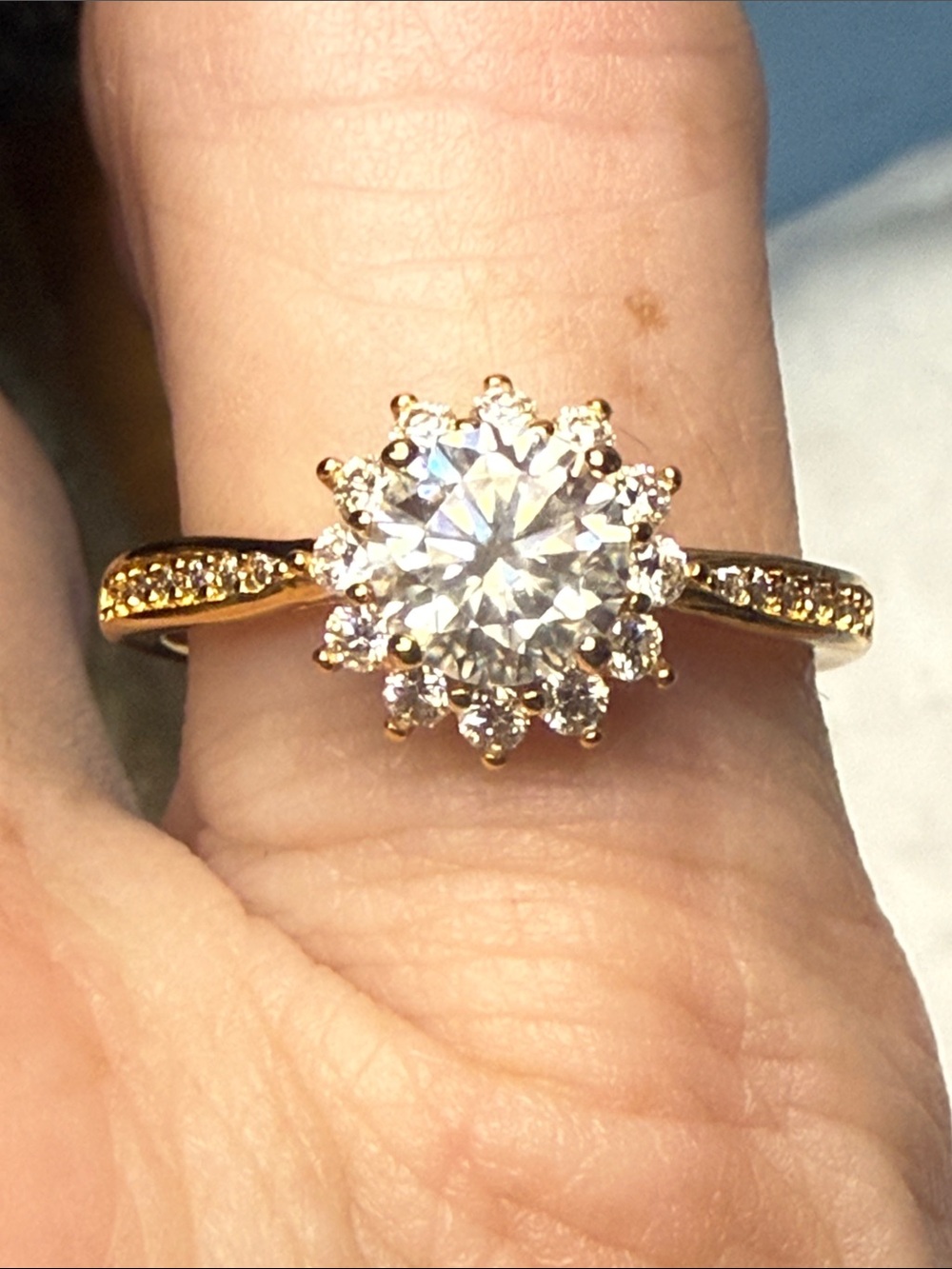 18k gold over 925 Sterling Silver GRA CERTIFIED Moissanite Diamond 1 CT Ring